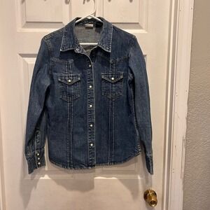 Vintage Arizona Jean Company Denim Western Shirt Womens X-Large Long Sleeve‎